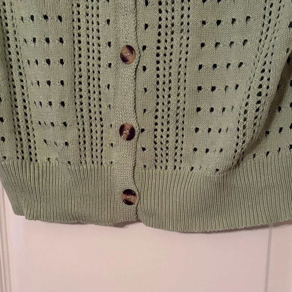Mint Green Knit Cardigan with Buttons - Picture 4 of 7